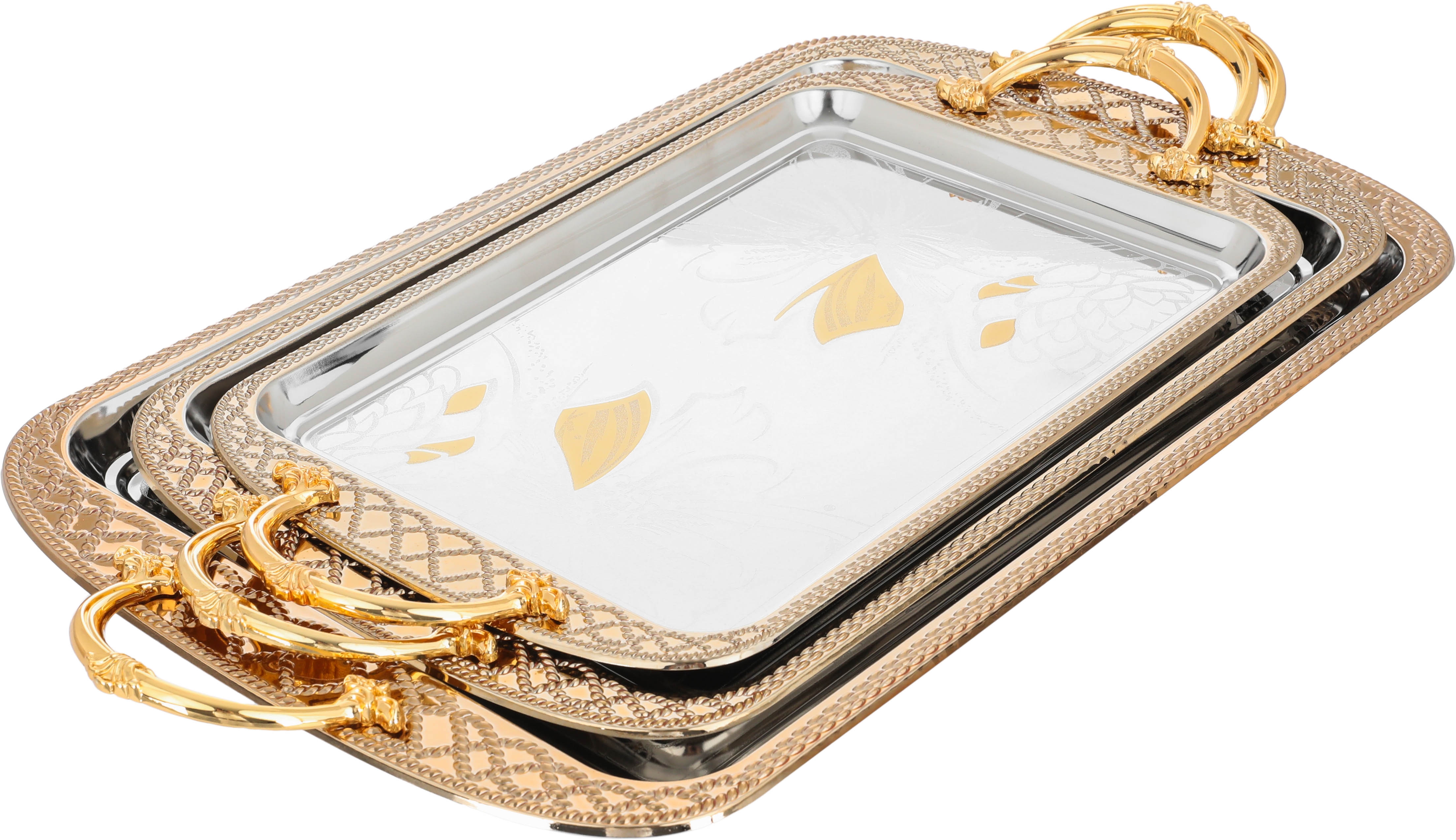 طقم طوفريات روان استيل السيف بلص، 3 قطع، مستطيل - فضي ذهبي product image