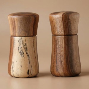 طقم ممالح بمطحنة خشب السيف غاليري، قطعتين - بني product image