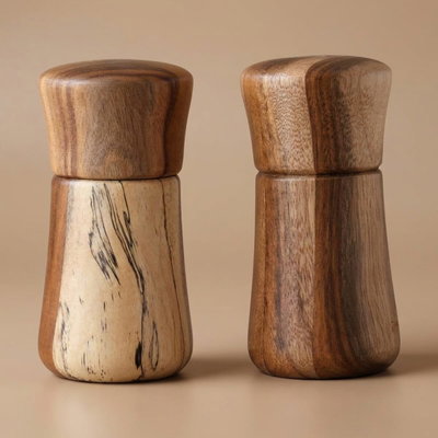 طقم ممالح بمطحنة خشب السيف غاليري، قطعتين - بني product image 1