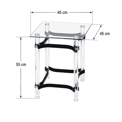 طقم طاولات زجاج و ستيل و اكرليك، 5 قطع - شفاف اسود product image 3