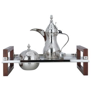 Al Saif Gallery steel serving set, wooden handle - silver product image