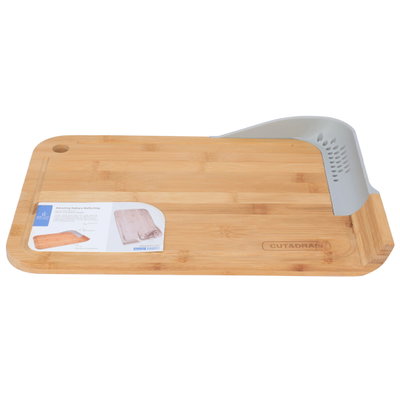 Al Saif Gallery Wood Cutting Board, Rectangular, with Drainer - Grey product image 2