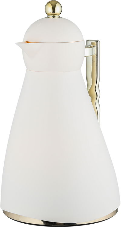 ترمس نور جلوري، 1 لتر، حافظة داخلية زجاج، ضغاط، يد ذهبي- كريمي product image 3