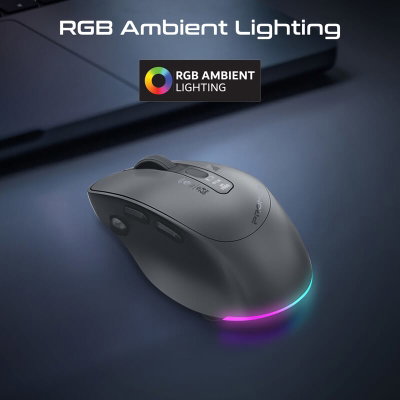 ماوس لاسلكي بروميت، بطارية 500 مللي أمبير، اضاءة RGB، متوافق مع انظمة متعددة، شاشة OLED، دعم بلوتوث، Blix-3M - اسود product image 7