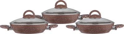 طقم قدور بيكاتا جرانيت زجاج صافلون، 6 قطع - بني شفاف product image 2