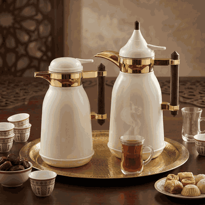 طقم ترامس شهد السيف غاليري، 0.7/1 لتر، يد خشبي، حافظة داخلية زجاج حراري، هيكل خارجي استيل - اوف وايت product image 2