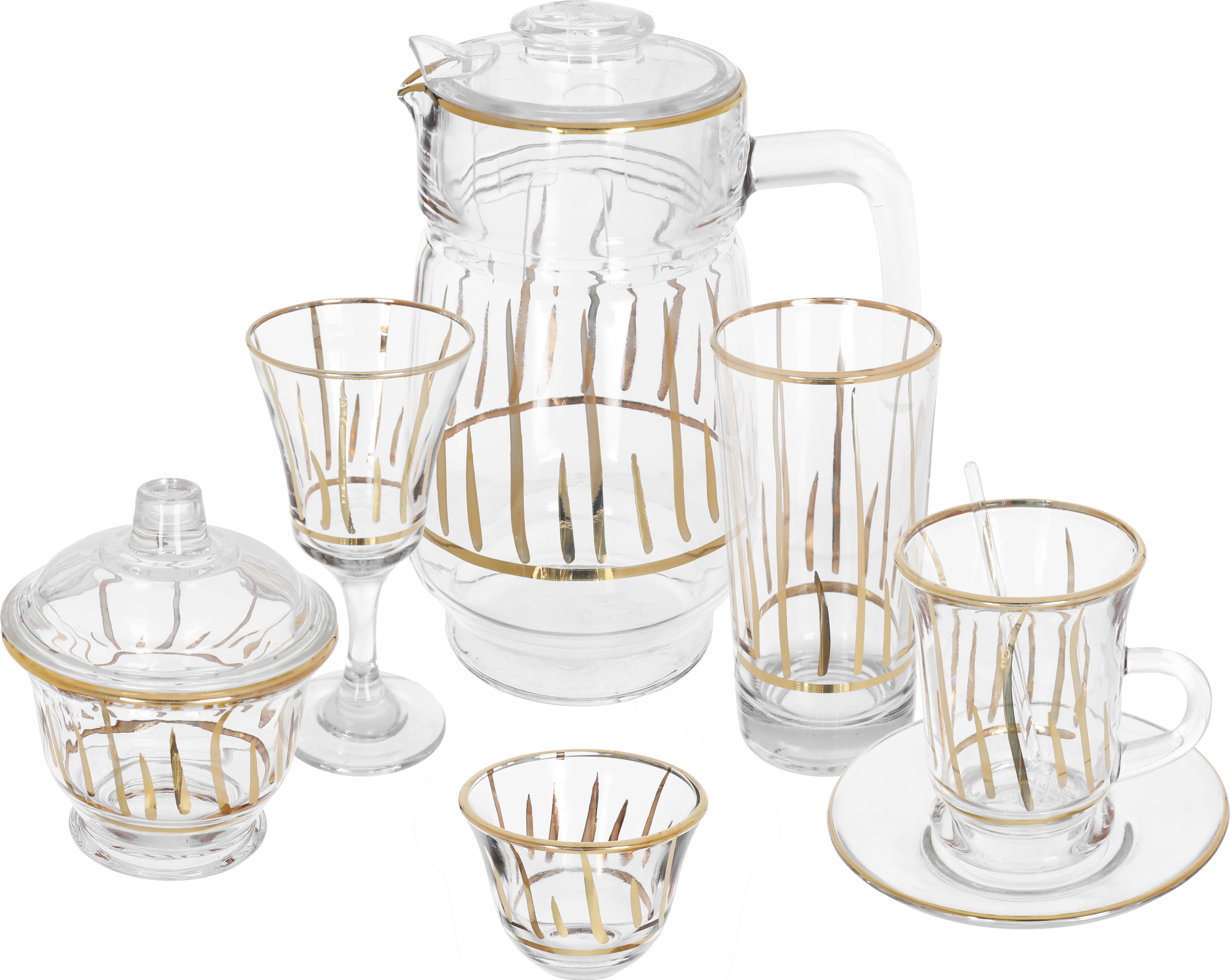 طقم تقديم زجاج السيف غاليري، 65 قطعة - شفاف product image