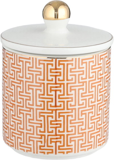 One More Stainless Steel Porcelain Spice Jar Set With Stand, 7 Pieces, Orange Pattern -White Gold product image 4