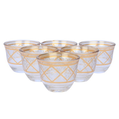 Max Glass tea and coffee serving set, 24 pieces, golden pattern - transparent product image 3