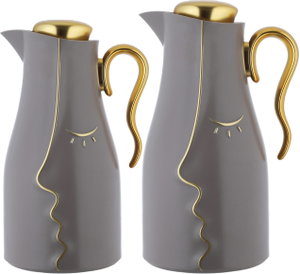 Al Saif Gallery Hawaa Thermos Set, 0.7/1 Liter, 2 Pieces, Inner Glass Case, Outer Plastic Body - Light Grey product image 2