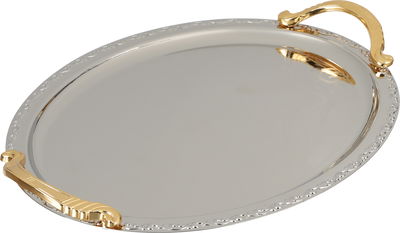 Al Saif Gallery Stainless Steel Serving Set, 3 Pieces, Oval, Gold Handle - Silver Gold product image 2