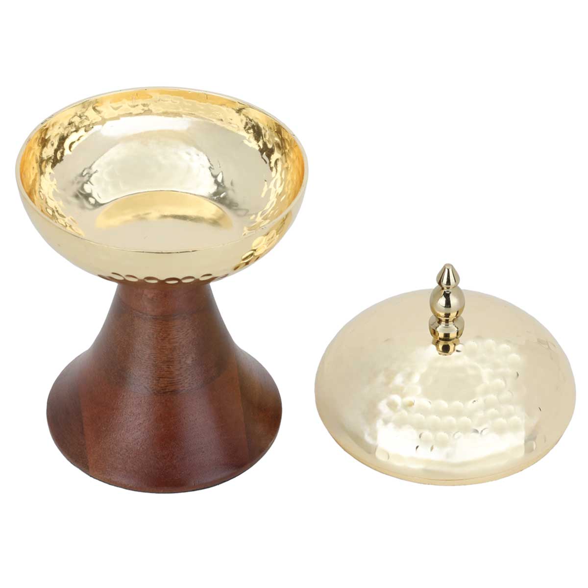 Steel date with Saif Gallery wood base - gold product image 2