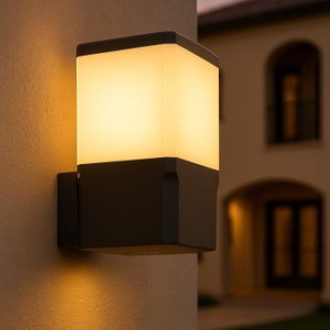 Foamalli Resin Plastic Wall Lantern, 15.5 x 25 cm, E27 Bulb Base - Black product image