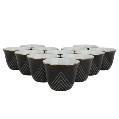 طقم فناجين قهوة عربي سيراميك السيف غاليري، 12 قطعة - اسود ذهبي product image 1