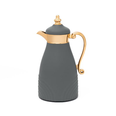 Al Saif Gallery Carmen thermos set, 1/0.7 litre, 2 pieces, thermal glass inner container, stainless steel outer shell - golden gray product image 3