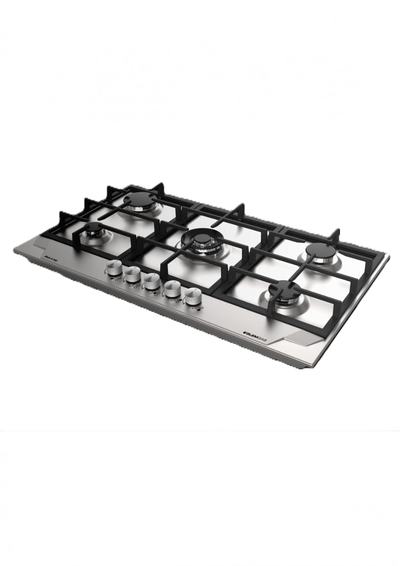 موقد بلت ان جليم غاز، 90 سم، 5 شعلات غاز، مفاتيح أمامية، حوامل زهر، GTD955HIX - فضي product image 2