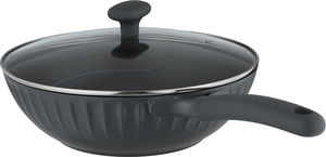 مقلاة ألمنيوم روبوست، 28 سم، يد بلاستيك، غطاء زجاج، تيفلون داخلي - رمادي غامق product image 2