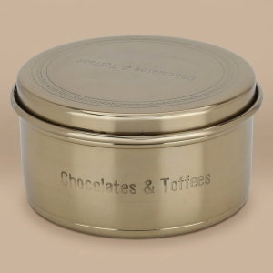 Al Saif Gallery steel box, 11 cm, round with lid - gold product image