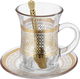 طقم بيالات شاي وقهوة زجاج السيف غاليري، 26 قطعة - ذهبي product image 3