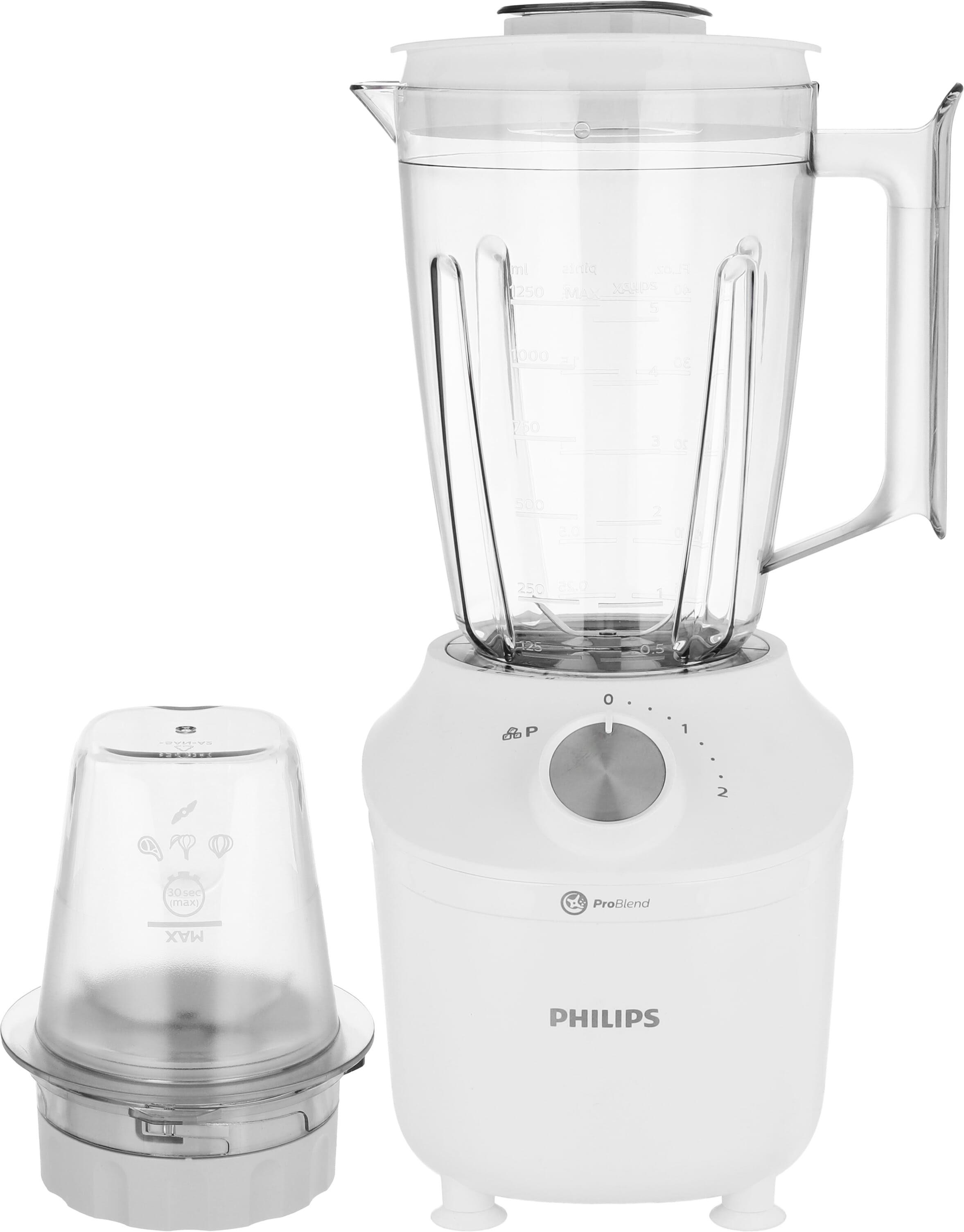 خلاط كهربائي فليبس، 600 واط، 2 لتر، 2 سرعة - ابيض product image