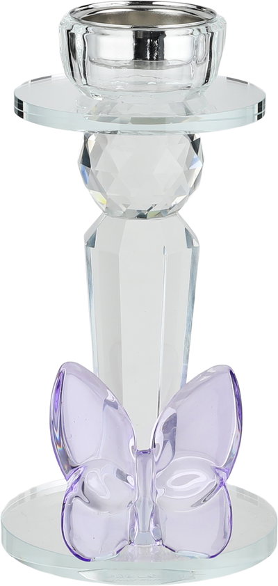 مبخرة زجاج السيف غاليري، قاعدة مزينة فراشة موف، 11x9x25 سم - شفاف product image 4