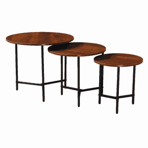 طقم طاولات خشب MDF و معدن، 3 قطع - بني اسود product image 2