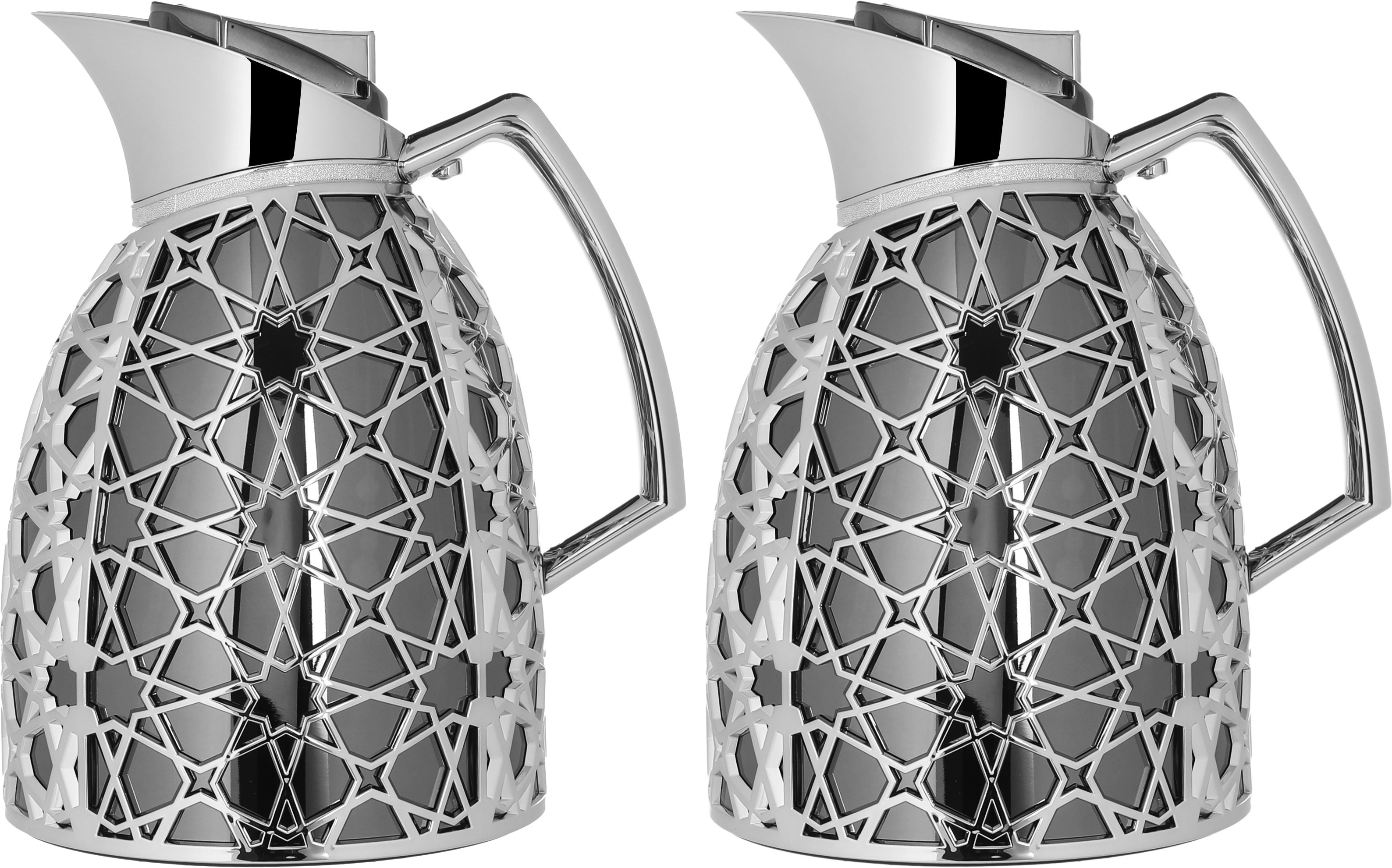 Al Saif Gallery Andalusia thermos set, 0.75/1 liter, Islamic inscription, glass inner shell, plastic outer shell - black and silver product image