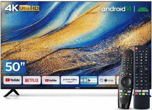 تلفزيون سمارت بدون اطار كي ام سي، 50 بوصة، 4K UHD، شاشة LED، نظام اندرويد 14، 2 ريموت ماجيك/عادي، KMC50US25 - اسود product image
