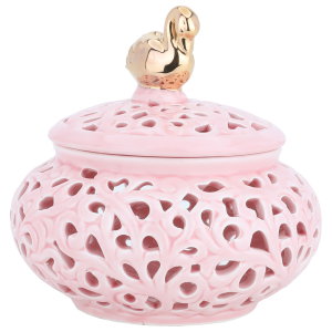 Al Saif Gallery Tamriya with porcelain lid, 13 x 13 x 10 cm, round, cover - pink product image