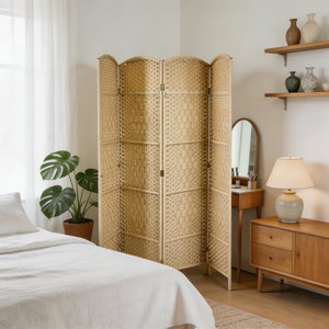 فاصل للغرف خشب الخيزران، 5×200×180 سم، 4 الواح - بيج product image 2