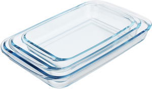 Miralux Glass Oven Tray Set, 3 Pieces, Rectangular - Clear product image