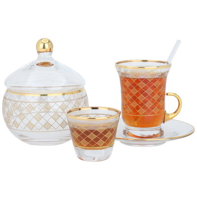 Al Saif Gallery Porcelain Coffee Cups and Teapots Set, 50 Pieces - Transparent Gold product image 2