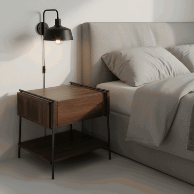 كومدينه خشب ام دي اف، 50×50×47.10 سم، 1 درج و رف - بني غامق product image 2