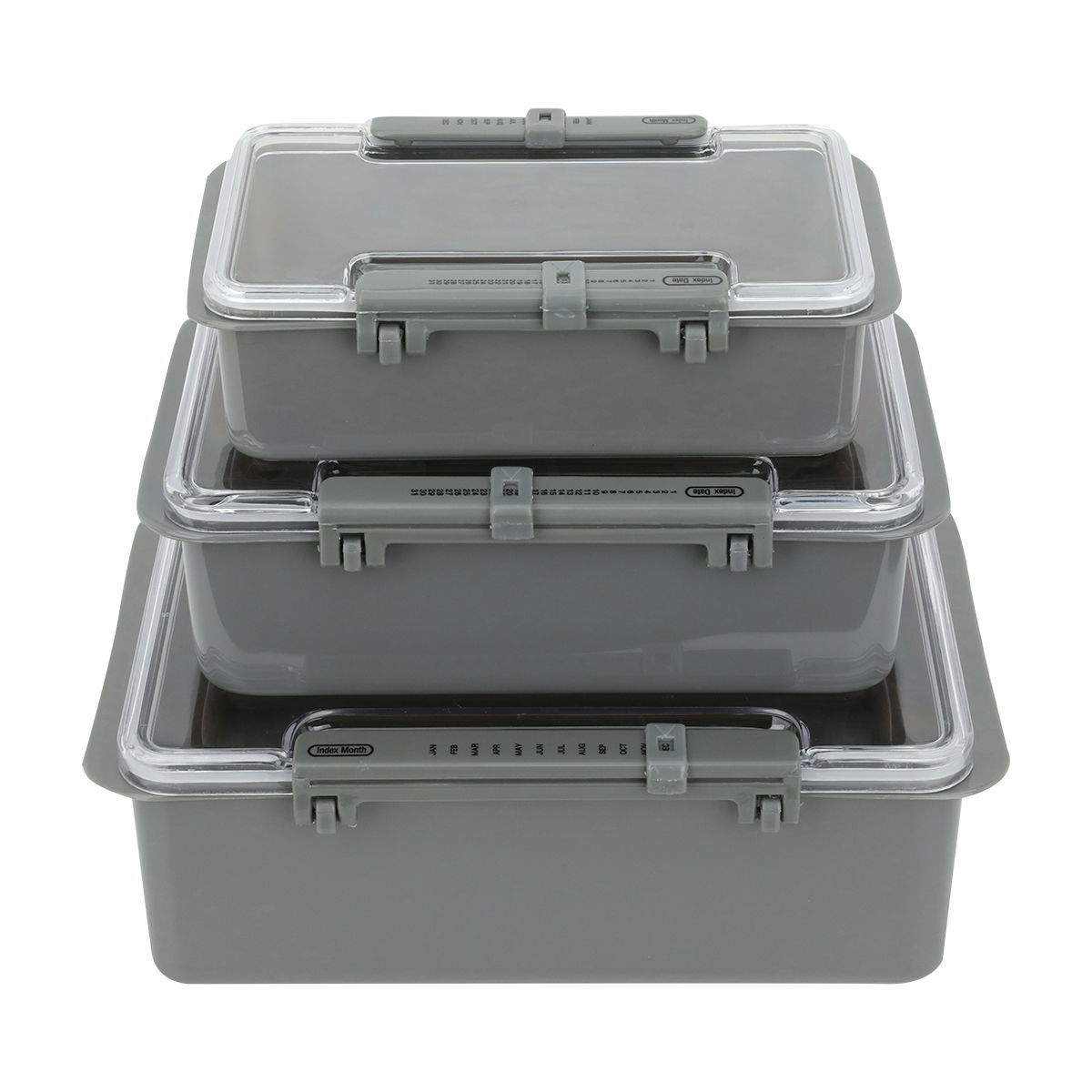 Al Saif Gallery Plastic Container Set, Rectangle, 0.95 x 1.40 x 2.85 ml, 3 Pieces - Gray product image