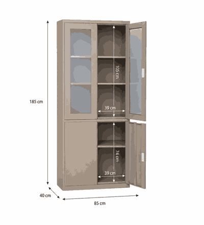 دولاب ملفات معدن، 185×85×40 سم - بيج product image 2