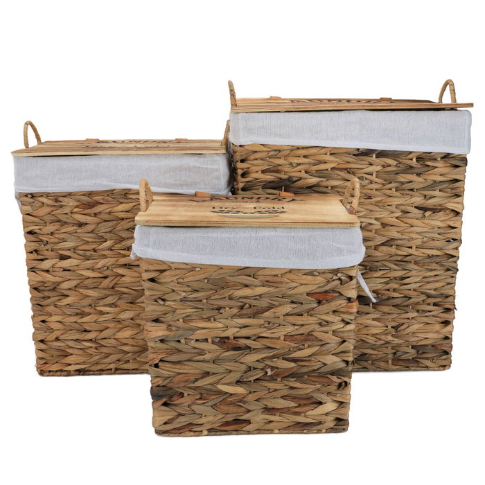 Al Saif Gallery Wicker Baskets Set, 43x34x51 / 40x30x44 / 38x26x36 cm, 3 Pieces - Brown product image 1