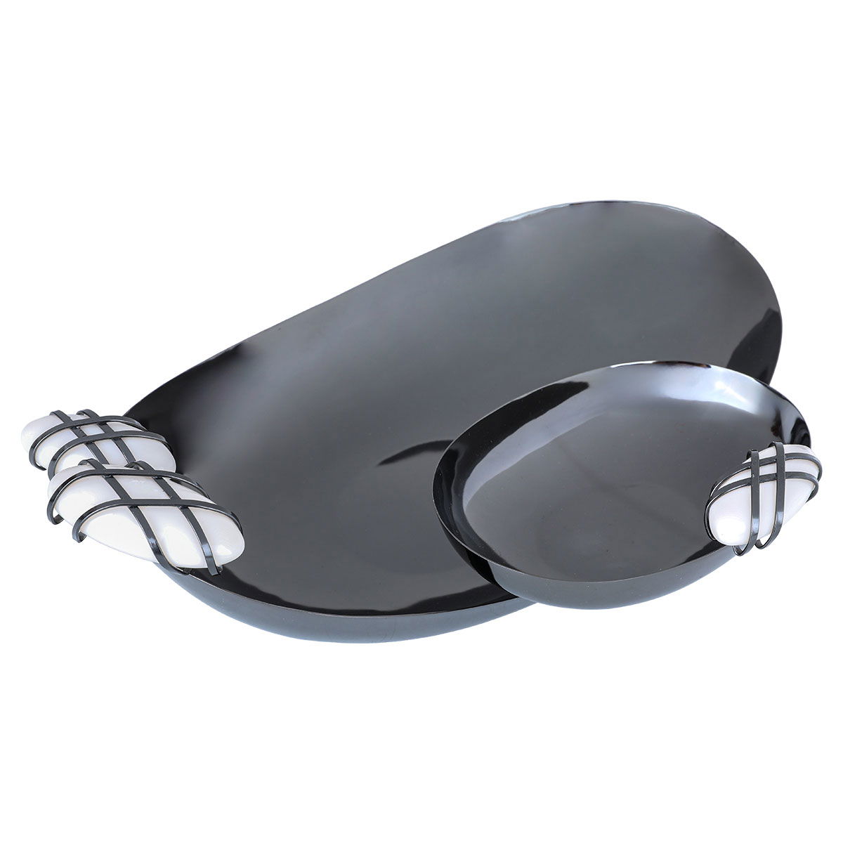 Al Saif Gallery Steel Serving Plate, 34X24X7 Cm, 2 Boxes - Silver product image