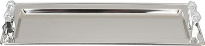 Al Saif Gallery Stainless Steel Serving Tray, 40x18.5x1 cm, Rectangular, Transparent Handle - Silver product image 2