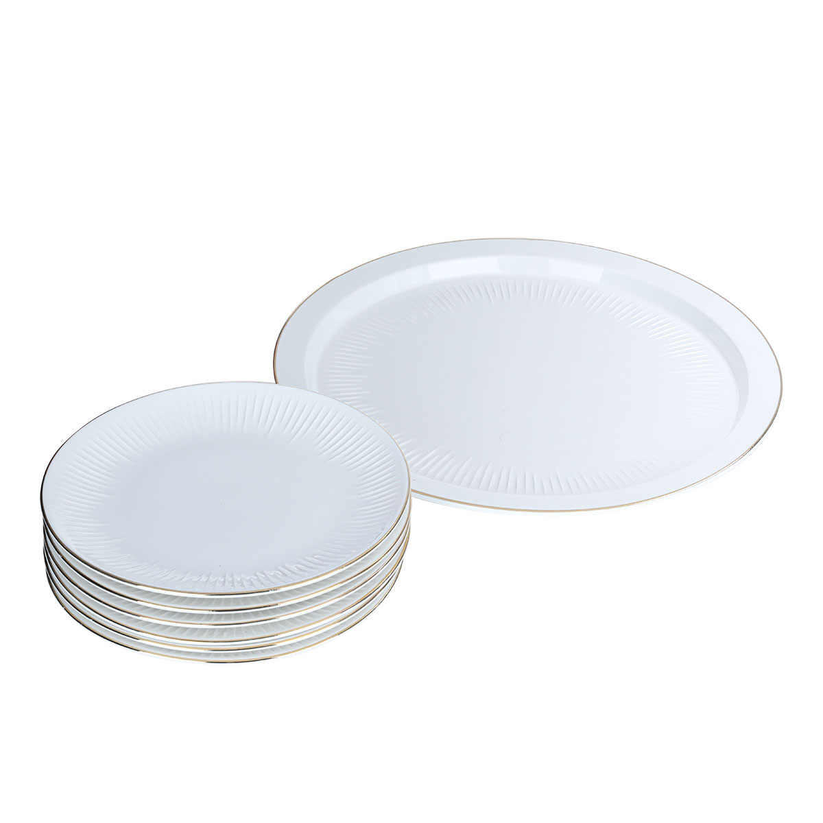 Al Saif Gallery Porcelain Cake Serving Set, 8 Pieces - Golden White product image 4