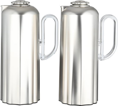 طقم ترامس نجدية السيف غاليري، 1 / 1 لتر، 2 قطعة، حافظة داخلية زجاج، يد شفاف، ضغاط - فضي مطفي product image 1