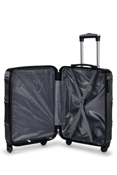 طقم شنط سفر ABS ليمرا، 3 مقاسات، 4 عجلات، قفل ارقام، WM-207 - اسود product image 6
