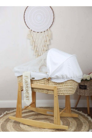 سرير موسى قطن فان مومنت، 76×42×76 سم، حامل هزاز - ابيض product image 2