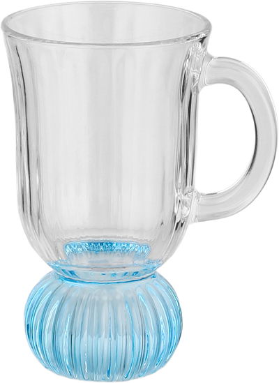 طقم أكواب زجاج السيف غاليري، 6 قطع، قاعدة أزرق، مسكة يد - شفاف أزرق product image 2