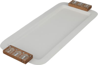 طوفرية تقديم ستانلس استيل السيف غاليري، 43x20x2 سم، مسكة يد خشب، مستطيل - اوف وايت خشبي product image 2