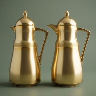Al Saif Gallery Najd thermos set, 1/4 liter, thermal glass inner shell, plastic outer shell - gold product image 1