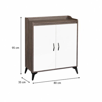 Modern MDF wooden buffet, 95×80×35 cm - brown white product image 2