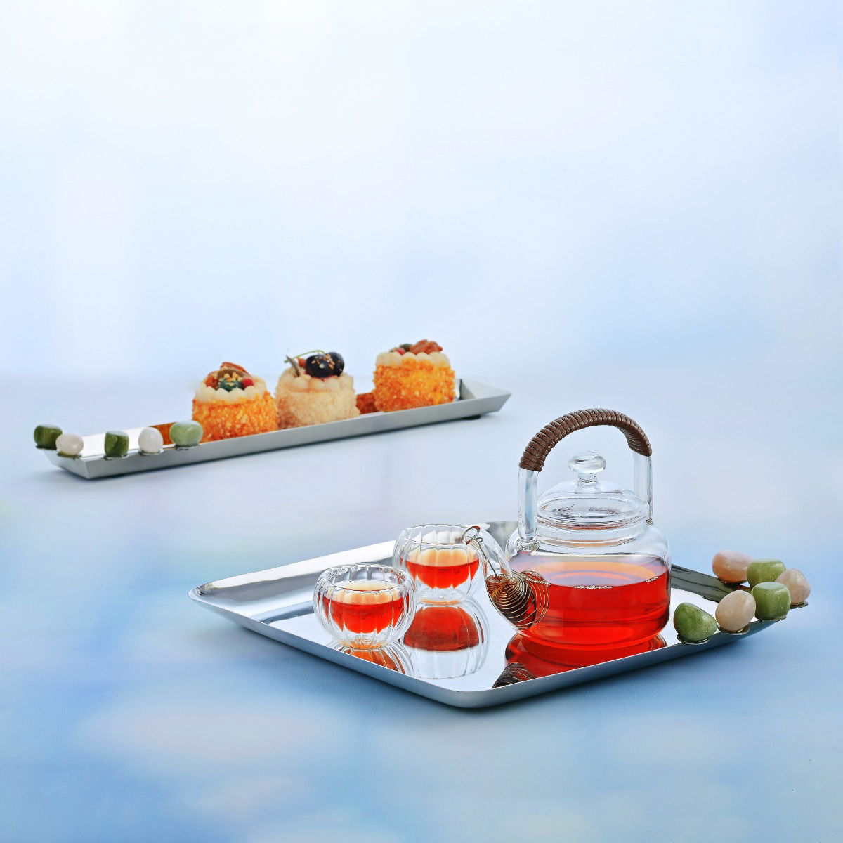 Al Saif Gallery Glass Thermal Teapot, 400 ml, Brown Handle - Transparent product image 4