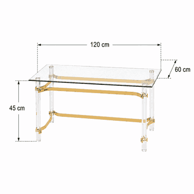 طقم طاولات زجاج و ستيل و اكرليك، 5 قطع - شفاف ذهبي product image 3
