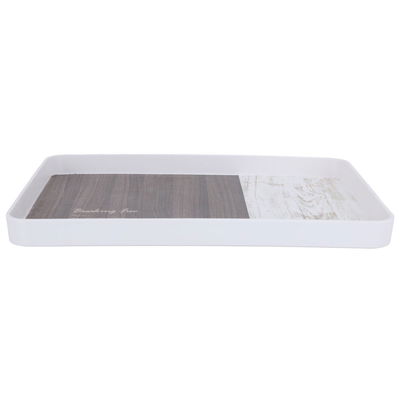 Al Saif Gallery plastic serving tray, 39 x 27 x 3 cm, rectangle - white brown product image 1