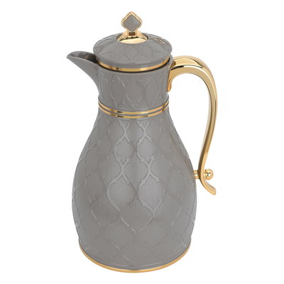 Al Saif Gallery Nahla thermos set, 2 pieces, 1 liter, glass inner shell, plastic outer shell - dark gray product image 3